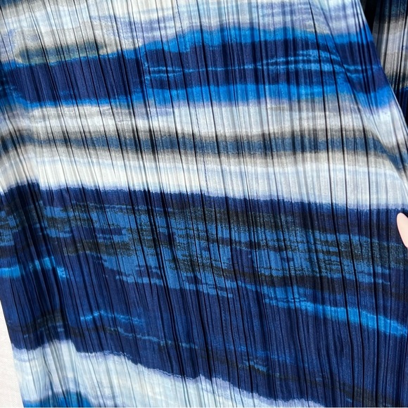 Chico's Collection Blue Ocean Stripe Crinkle Open Jacket Duster Sz L - Picture 7 of 13